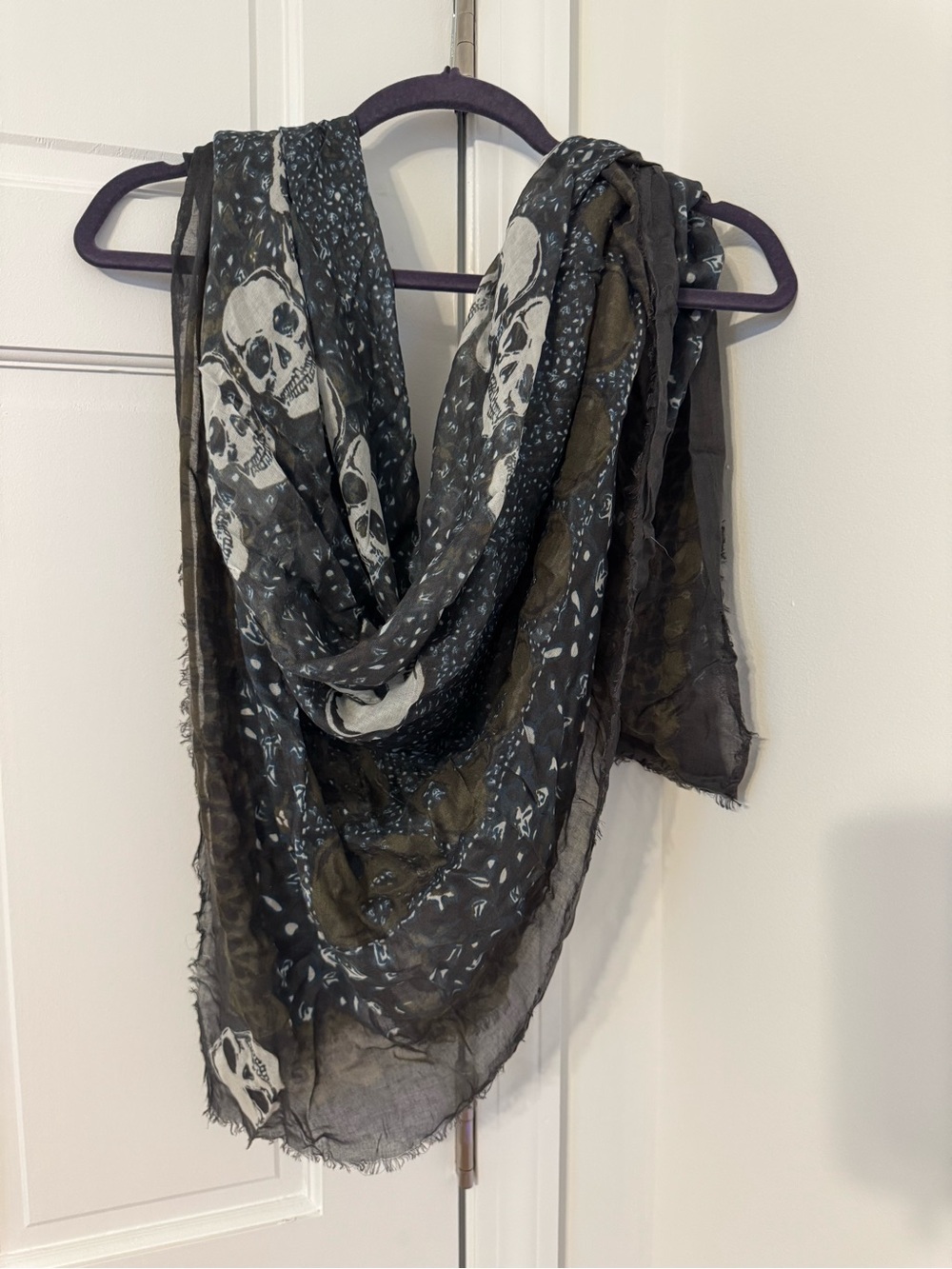 Zadig & Voltaire Black Sheer Skull Scarf
